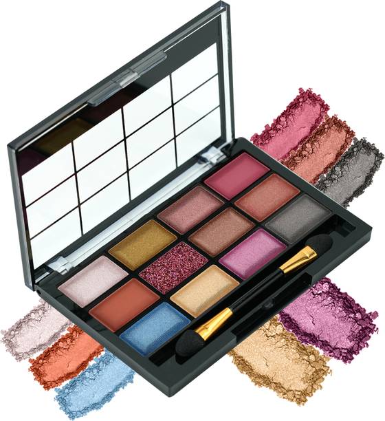COLORS QUEEN 12 Multicolors Long Lasting & Highly Pigmented Eyeshadow Palette with Brush 18 g