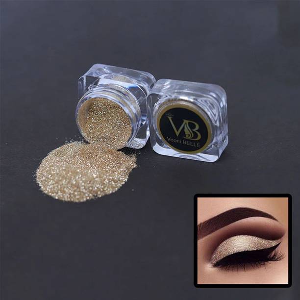 Veoni Belle HD Holographic loose Gold Glitter eyeshadow for eye makeup Super Fine-Gold 5 g