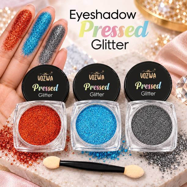 VOZWA Eyeshadow Pressed Glitter Palette - Waterproof, Long Lasting Eye Makeup 7.5 g