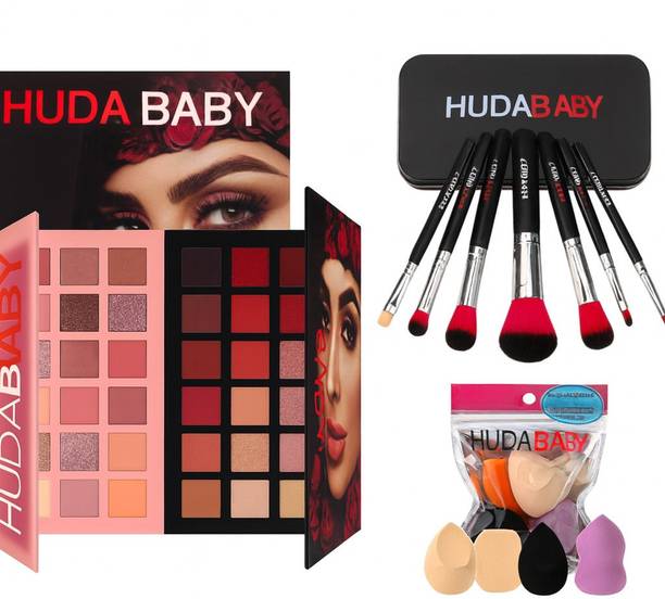 HUDA BABY Beauty Promo Rose Gold & Nude Eyeshadow Palette + Makeup Brushes & Sponges Set 36 g