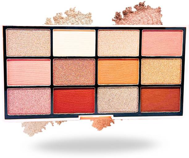 A1 Cosmatic 12 Shade Nude and Rose Gold Eyeshadow Palette Combo, Shimmery Finish 40 ml
