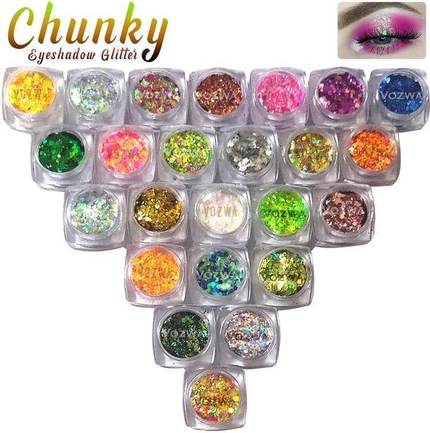 VOZWA Chunky Thick & Thin Eyeshadow Glitter 24 Pcs 36 g