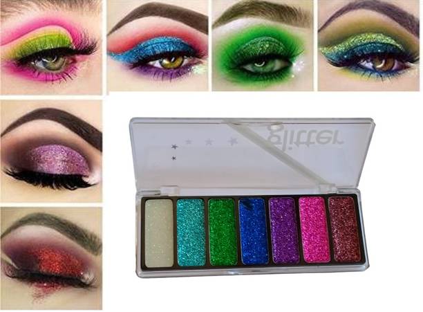 HUZURLU Professional 7 Colors Pressed Glitter Eye Shadow Makeup 11.26 ml