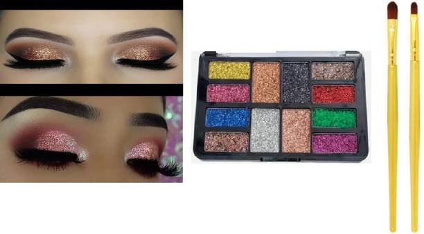 AFARAXIA Glitter Eyeshadow Palette, matte Finish Multicolor and brush 18 g