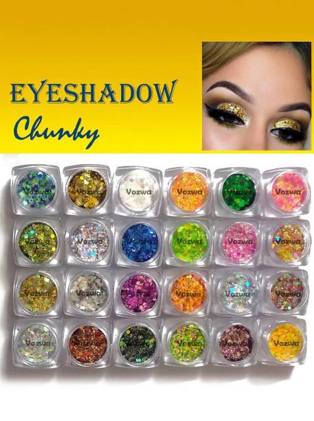 VOZWA Holographic Chunky Glitter Eyeshadow 24 color 36 g