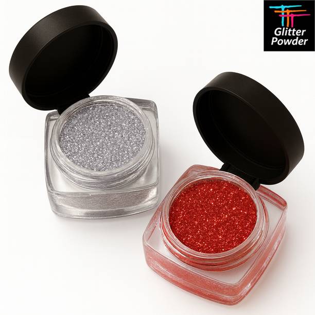 TTT Eyeshadow Glitter Powder Pack Of 2 Silver & Red 4 g