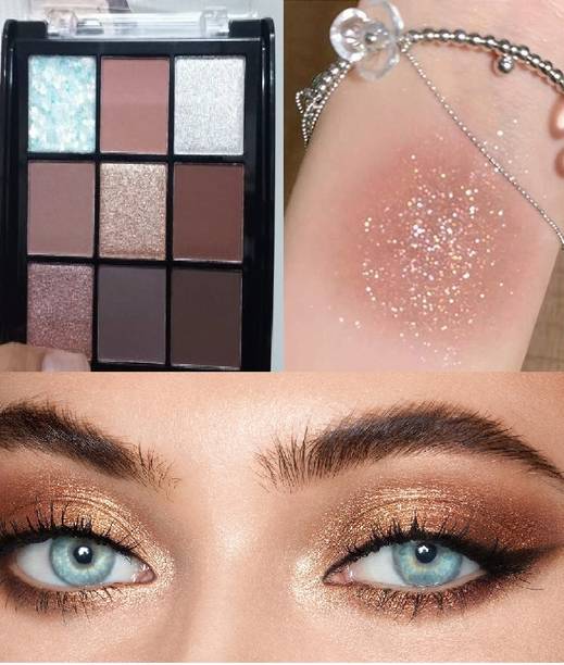 REIMICHI Rose Gold Dark Brown Eyeshadow Palette Colorful 9 Colors 13.5 g