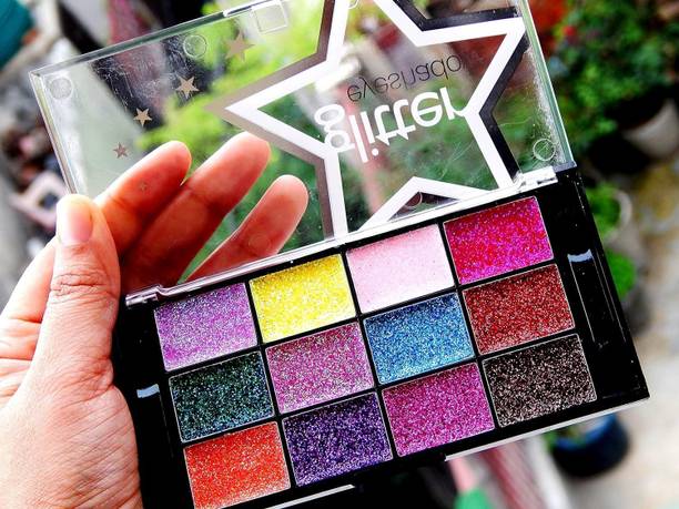 HUZURLU Gel based hd glitter eyeshadow palette + shiny glitter eyeshadow palette 21.88 g