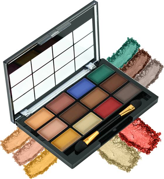 COLORS QUEEN 12 Multicolors Long Lasting & Highly Pigmented Eyeshadow Palette with Brush 18 g