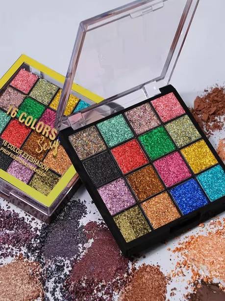 BLUEMERMAID Beautiful 16 color glitter eyeshadow + High sparkle glitter eye makeup palette 25 g