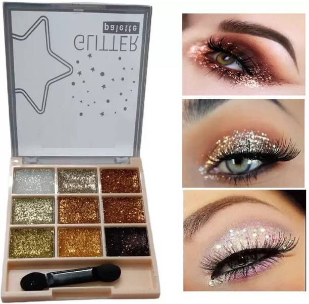Yuency Eyeshadow Palette 9 Colors Cool Toned Matte Glitter Eyeshadow 9 g