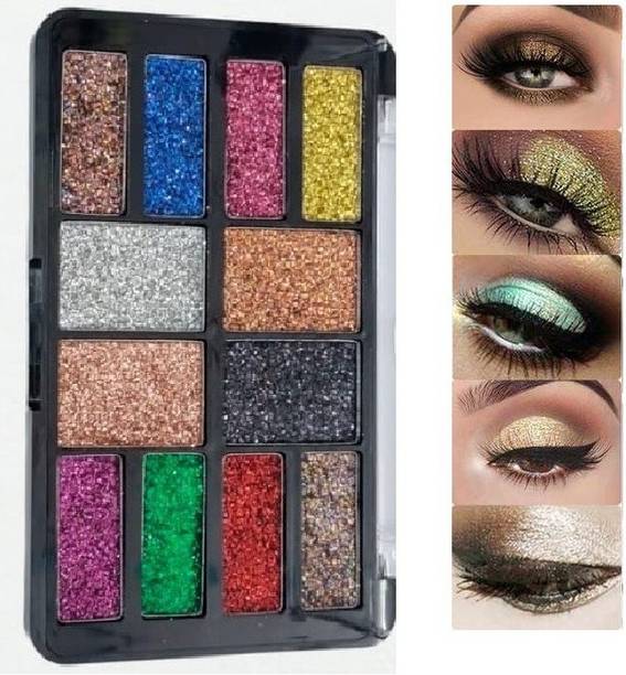 YAWI 12 color highly sparkle makeup glitter eyeshadow 18 g