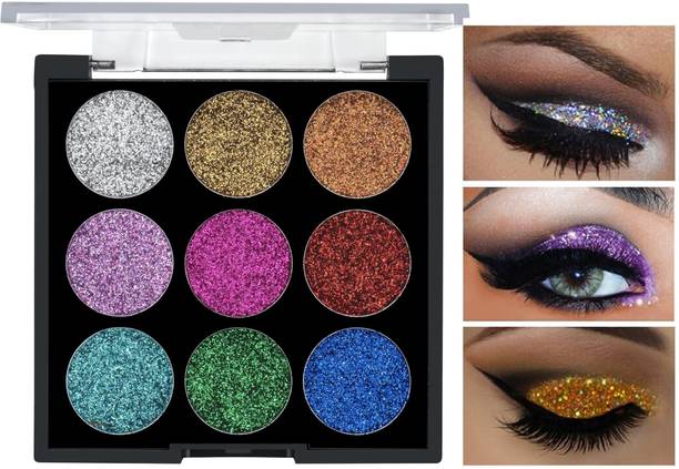 Arcanuy 9 Color Highly Pigmented Glitter Eyeshadow Palette 26 g
