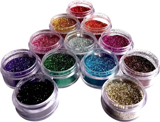 vizo Wonderful, loose Glitter Powder Eyeshadow (12 Color) in 12 round continer. 12 g