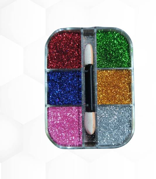 TRUOM Sparkle Prassed Glitter Eyeshadow 6 Grid Box for Women 20 g
