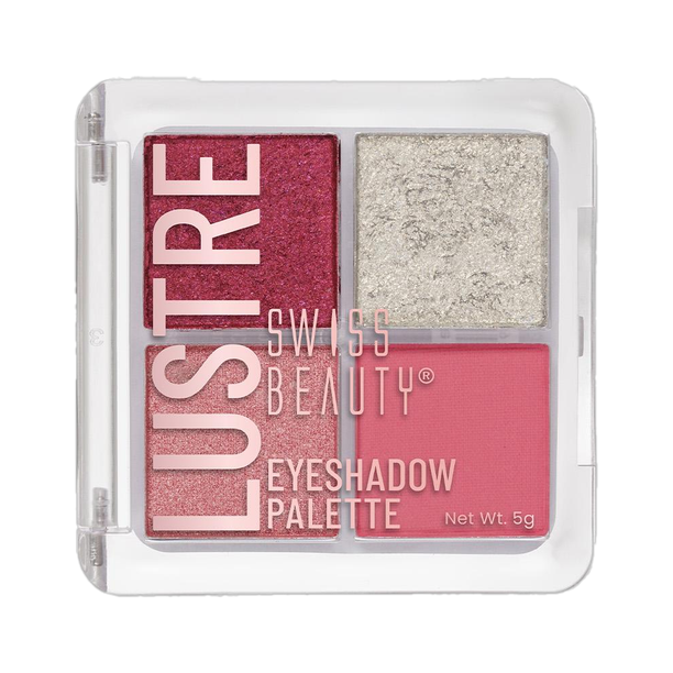 SWISS BEAUTY Lustre Eyeshadow Palette 4 Pigmented Shades Matte Shine Longlasting 5 g