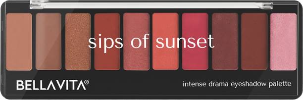 Bellavita Intense Drama Eyeshadow Palette with Brush | 10 Colors | Highly Pigmented 10 g