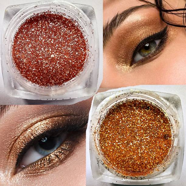 vizo Eyeshadow Cosmetic Glitter Golden & Rosegolden for Women & Girl 3 g