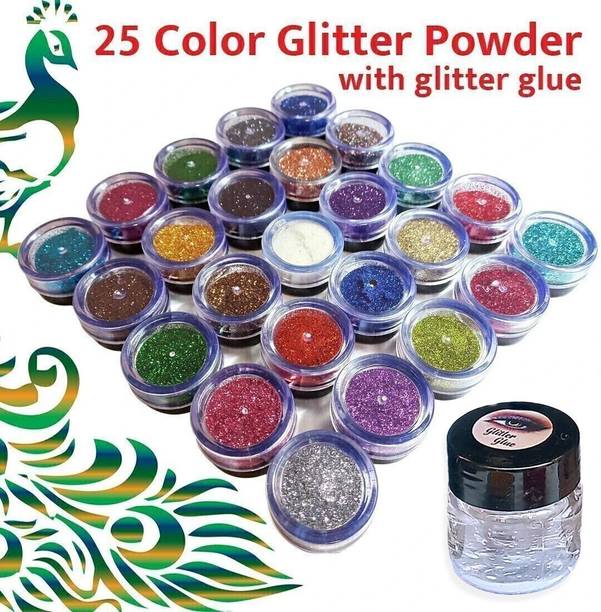 VIZO Trendy Fashionable 25 colour eyeshadow glitter powder with glitter glue 30 g
