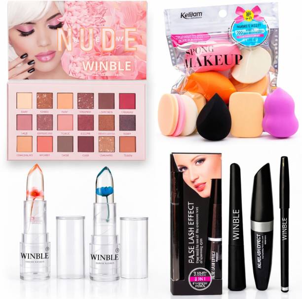 Winble nud eyeshadow +3 in 1 kajal mascara eyeliner+puff 1 ml