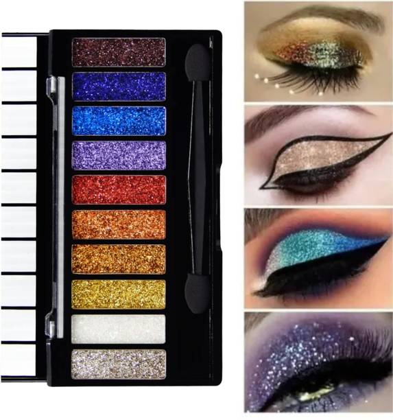 BLUST&FAMME Multicolour 10colour glitter eyeshadow pack of 1 25 g