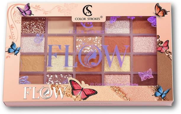 COLOR STROKES FLOW Nude Pink 20 Color Eyeshadow Palette | Matte & Shimmer Shades (Shade 1) 18 g