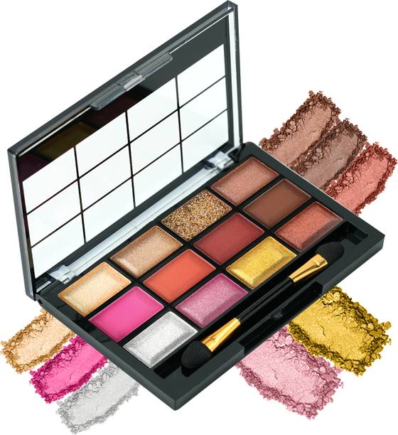 COLORS QUEEN 12 Multicolors Long Lasting & Highly Pigmented Eyeshadow Palette with Brush 18 g