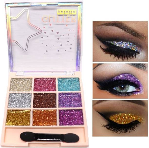 Arcanuy 9 multi color glitter eye shadow palette 10 g