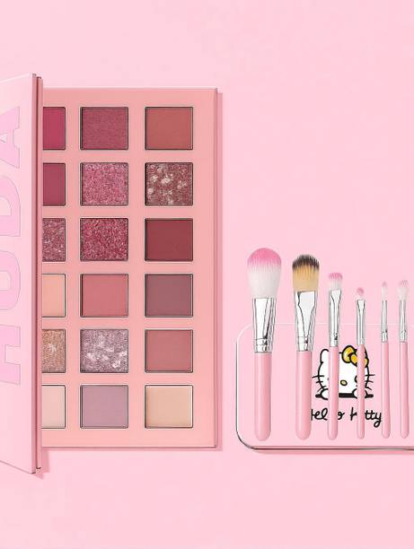 HUDA BABY 18-Color Eyeshadow Palette & 7 Pink Brushes 18 g