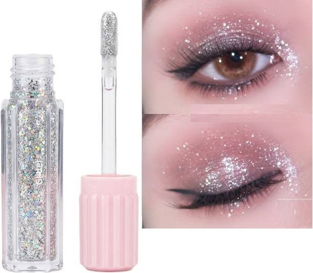 FLORERO Silver Sparkle Korean Glitter Eyeshadow Shiny Shimmer Eye Makeup 10 ml