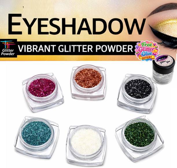 TTT Glam Sparkle Eyeshadow Glitter Powder | Pack of 6 Multicolor Shades 40 g