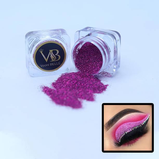 Veoni Belle HD Holographic loose Gold Glitter eyeshadow, Super Fine-Sapphire Pink 5 g
