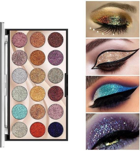 Onfroi 18 Colors Glitter Eyeshadow Palette Waterproof Shiny Pigments 23 g
