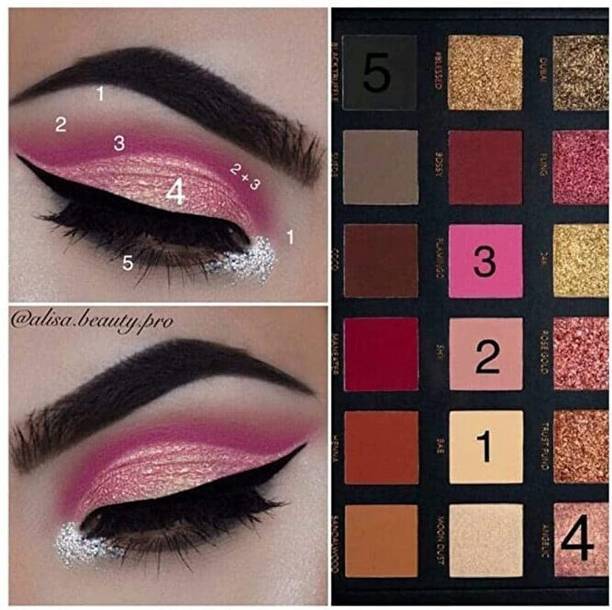 TALCHARDS 18Color Rose Gold Eyeshadow Palette Shimmer & Black Eye Shade with Mirror 20g 20 g
