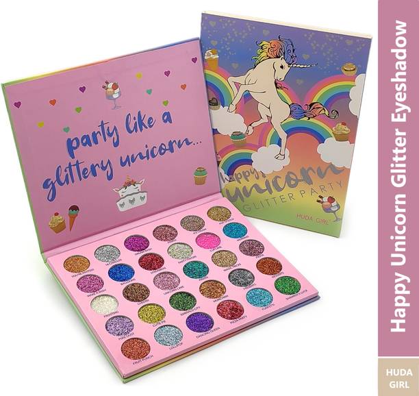 Huda Girl Beauty Happy Unicorn Glitter Party Eyeshadow Palette - 30 Eye Makeup Shades 40 g