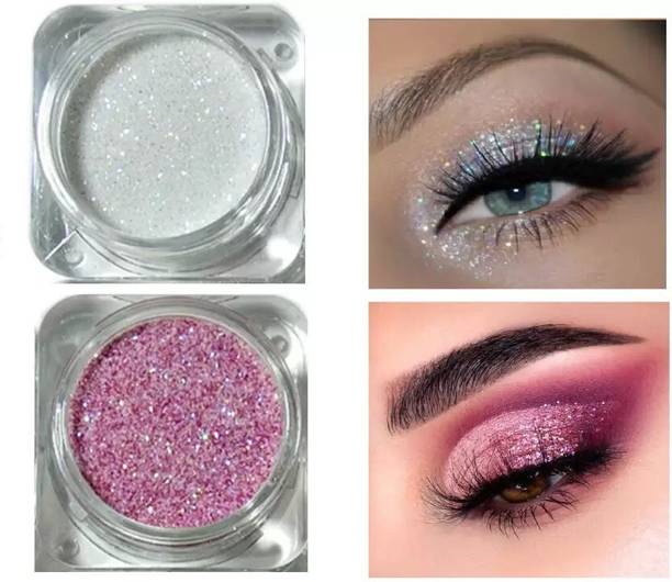 Yuency Pink & white MultiUse Eye Shadow Glitter Powder Pigment Eye Makeup 4 g