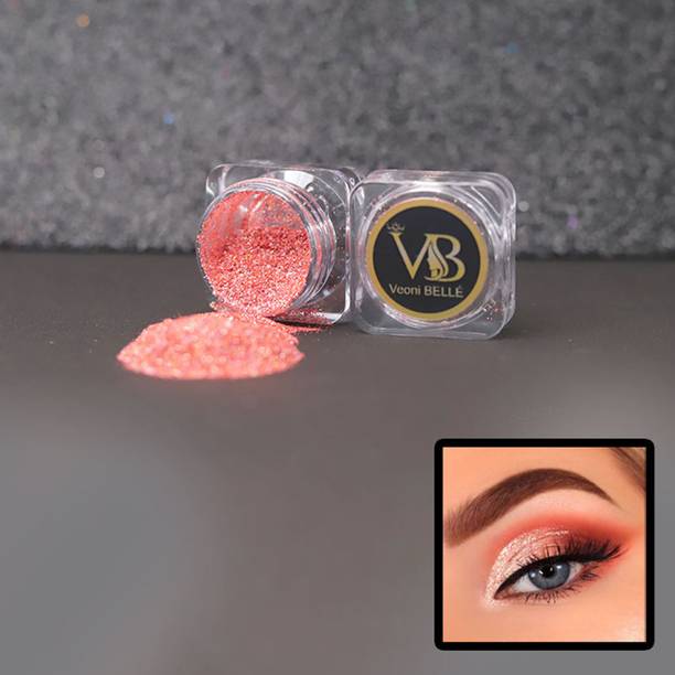 Veoni Belle HD Holographic loose Gold Glitter eyeshadow for eye makeup Super Fine-Peach 5 g