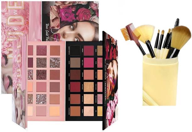 rezmay Beauty Promo Pack Rose Gold and Nude Eyeshadow Palette + 12 Piece Brush Set - E 36 g