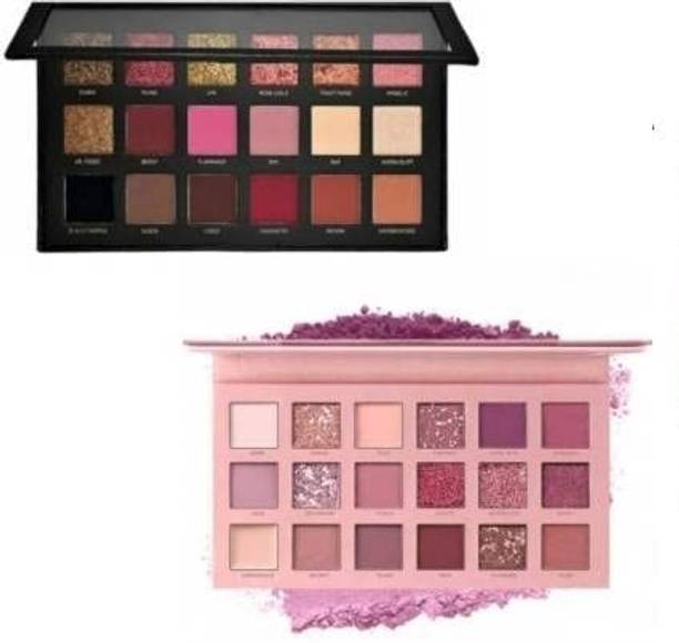 House Of Huda 18 Rose Gold Remastered & 18 Nude Shade Eyeshadow Palette Bold And Long-Lasting 200 g