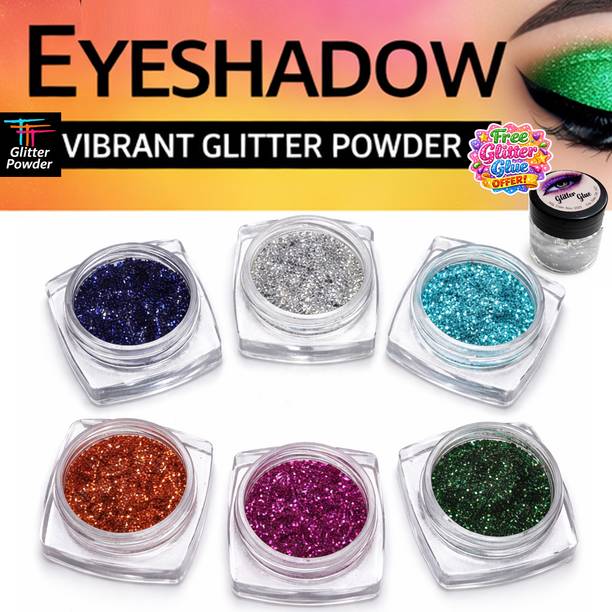 TTT PartyGlam 6 Shade Glitter Eyeshadow Powder | Waterproof & Smudge Proof 40 g