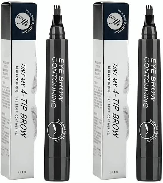 Glovasilk 2 Pcs Eyebrow Pencil Combo - Waterproof Microblading, Fine Sketch Tip, Black