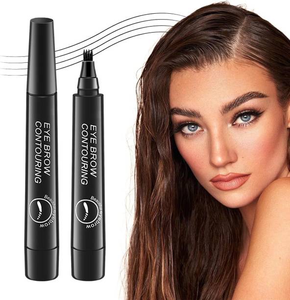 Glovasilk 4 Point Eyebrow Pencil Black, Waterproof Microblading Pen,Smudge-Proof,Long Stay