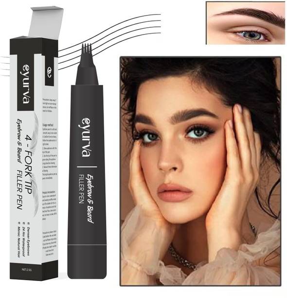 eyurva Black eyebrow contouring pen combo | Micro-Fork eyebrow pen