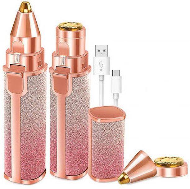 JD ENTERPEISE Portable 2 In 1 Eyebrow Remover and Pain less Hair Remover epilator for women Face, Lips, Nose Hair Removal Electric Trimmer with Light Trimmer 70 min  Runtime 4 Length Settings