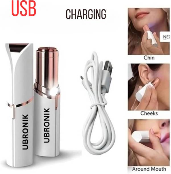 UBRONIK Painless Hair Remover – Electric Lipstick Shape Flawless Facial Shaver Trimmer 120 min  Runtime 2 Length Settings