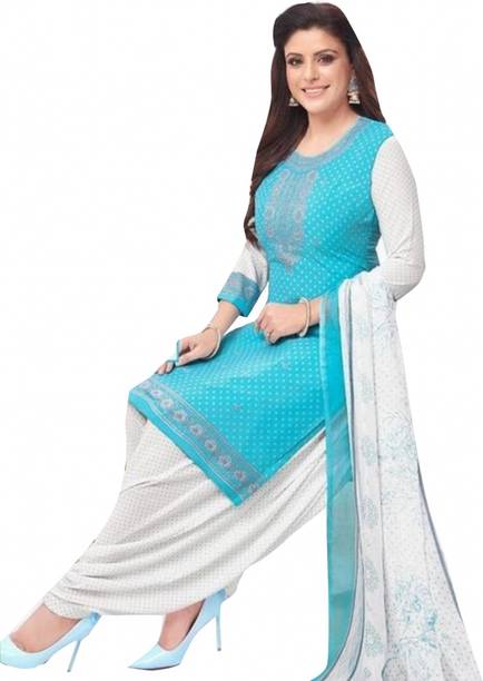 Unstitched Crepe Salwar Suit Material Floral Print, Pri...