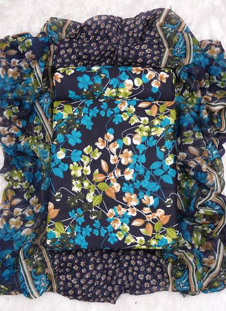 Unstitched Cotton Silk Salwar Suit Material Floral Print, Printed