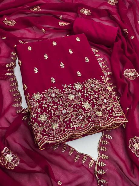 SWARNGANGA TEX Unstitched Georgette Salwar Suit Material Embroidered