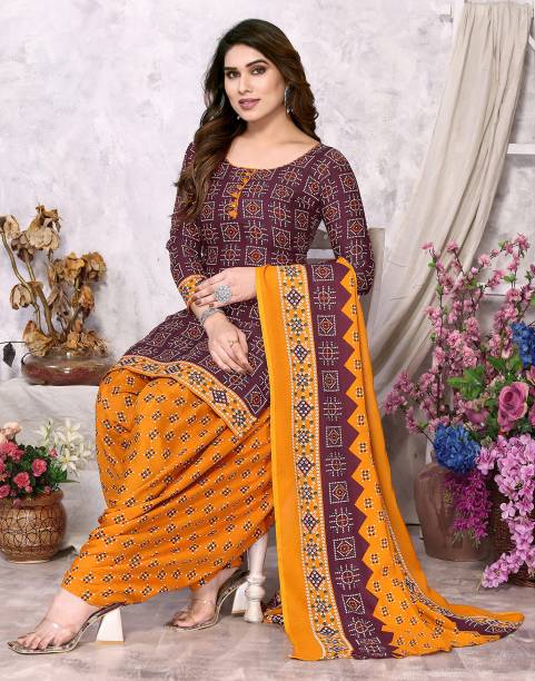 Unstitched Polycotton Salwar Suit Material Printed, Geometric Print Price in India