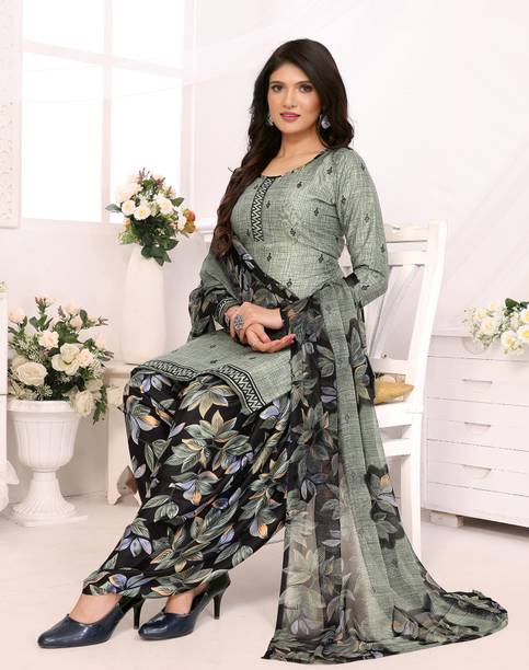 YASHIKA Crepe Geometric Print Salwar Suit Material - Image 5